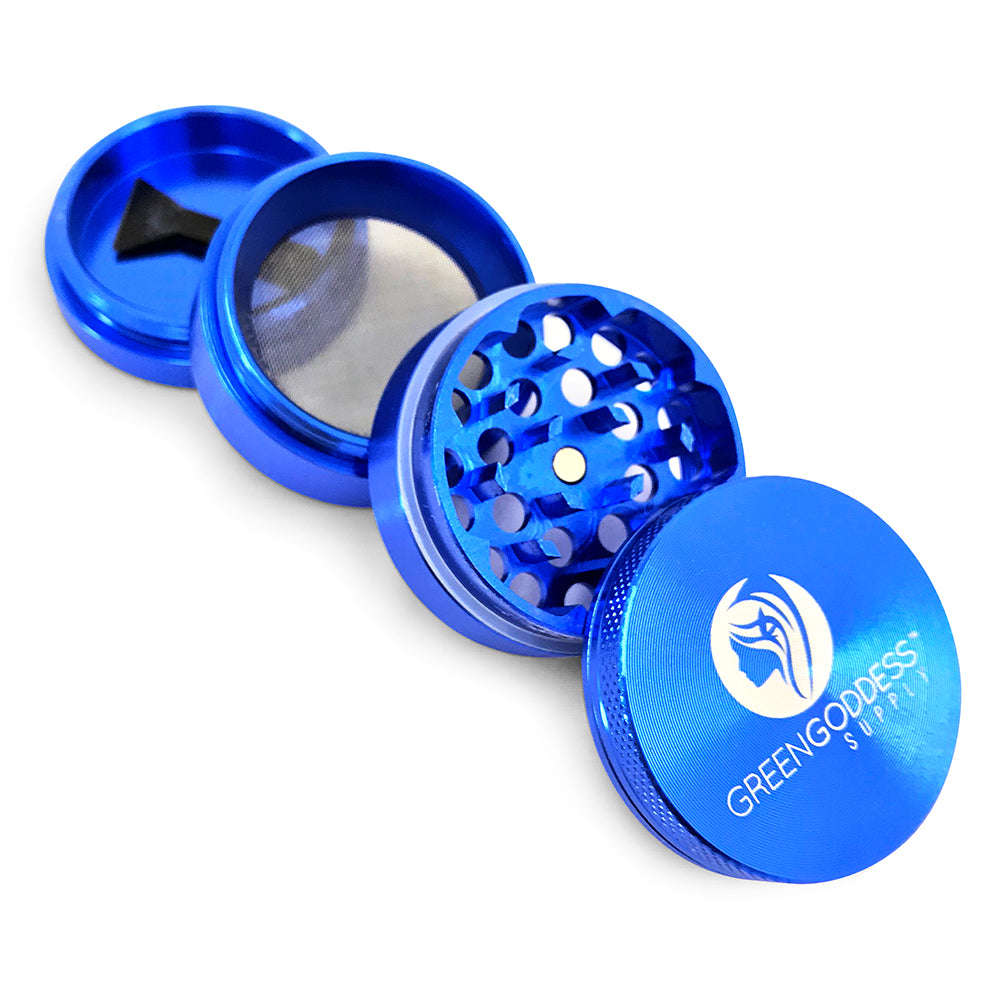 1.5 inch 4-Piece Aluminum Grinder - Blue - Green Goddess Supply