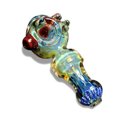 Multi-Colored Glass Spoon with Blue Swirls - Green Goddess Supply