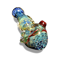 Multi-Colored Glass Spoon with Blue Swirls - Green Goddess Supply