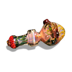 Multi-Colored Glass Spoon with Pink Swirls - Green Goddess Supply