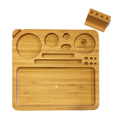 Bamboo Rolling Tray w/ Magnetized Rolling Jig (8.5" x 8") - Green Goddess Supply