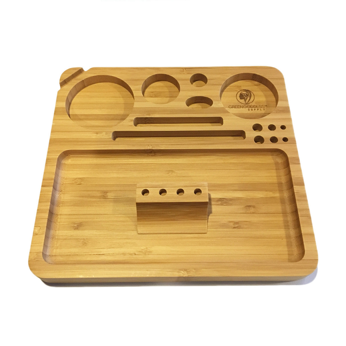 Bamboo Rolling Tray w/ Magnetized Rolling Jig (8.5" x 8") - Green Goddess Supply