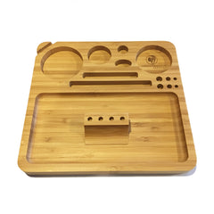Bamboo Rolling Tray w/ Magnetized Rolling Jig (8.5" x 8") - Green Goddess Supply