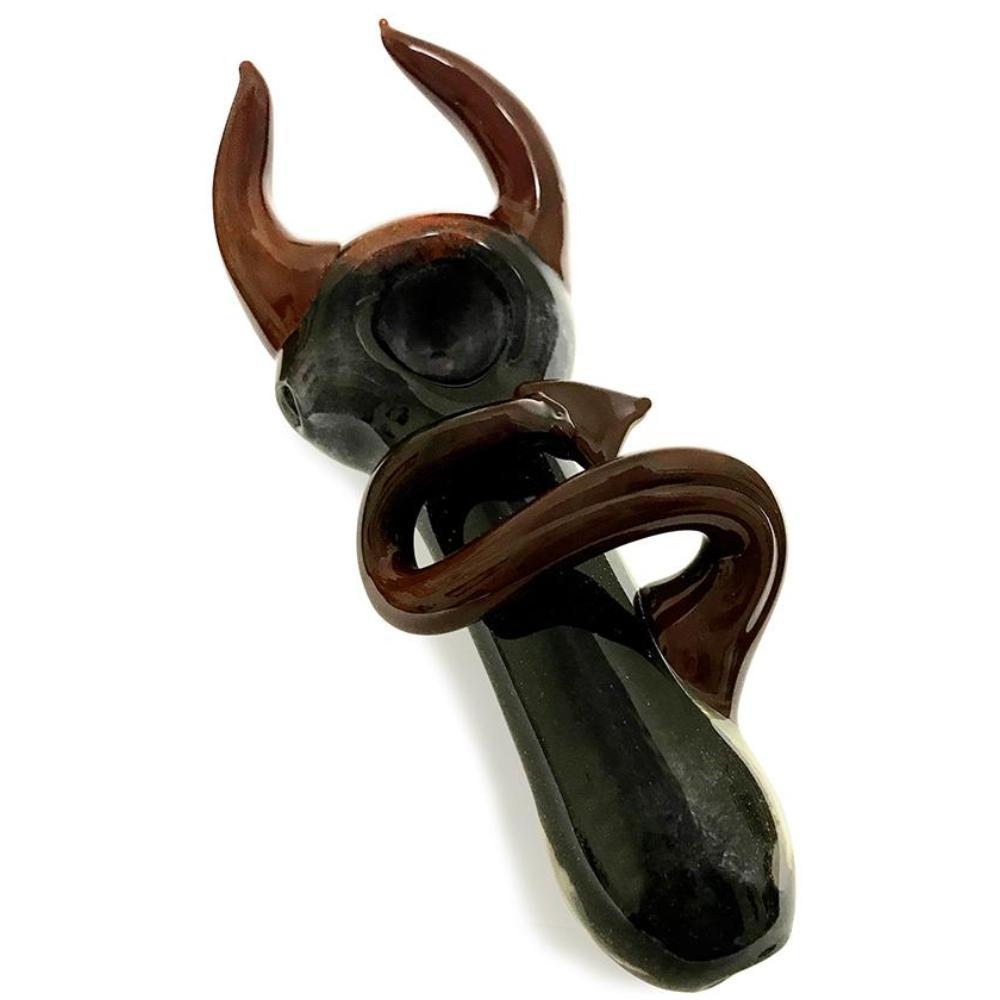 The Little Devil - Black and Red Glass Spoon - Green Goddess Supply