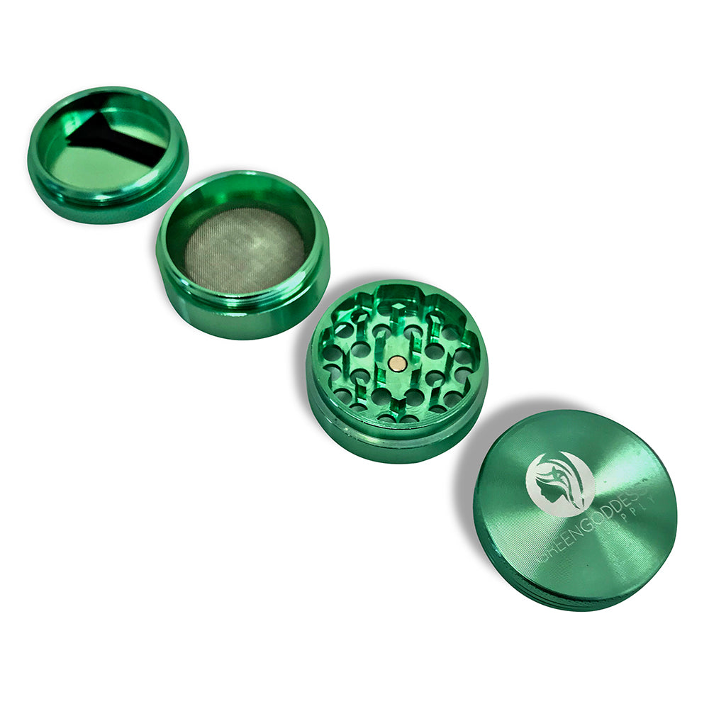 1.5 inch 4-Piece Aluminum Grinder - Green - Green Goddess Supply