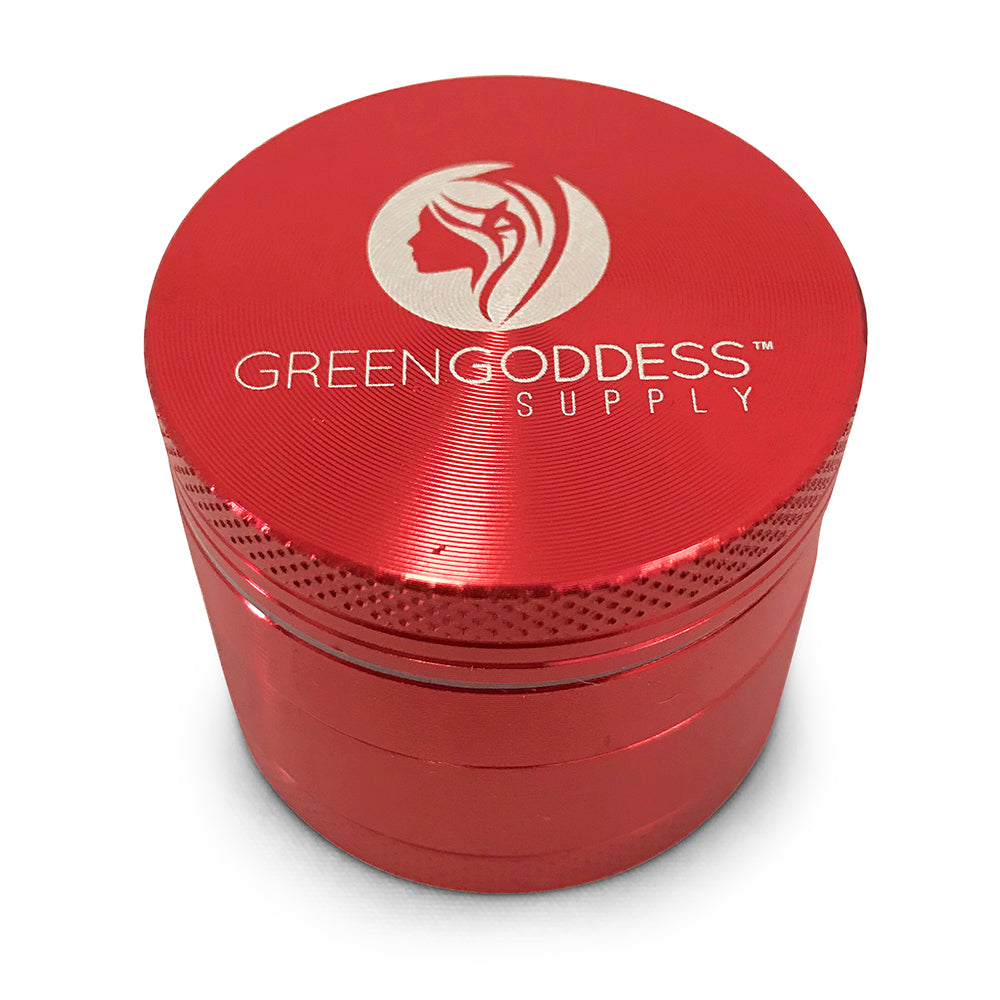 1.5 inch 4-Piece Aluminum Grinder - Red - Green Goddess Supply